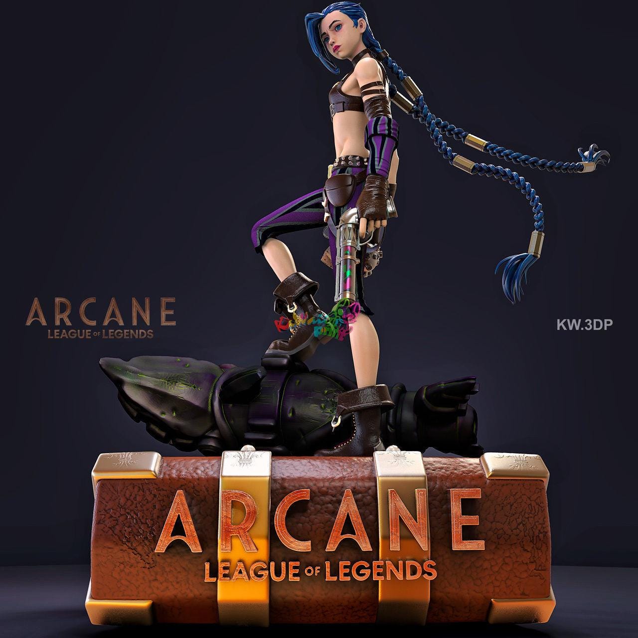 Jinx Figure | Arcane League of Legends | 3D Printed Model | Multiple Sizes | Unpainted Collectible | Gamer Gift | Fan Art Statue