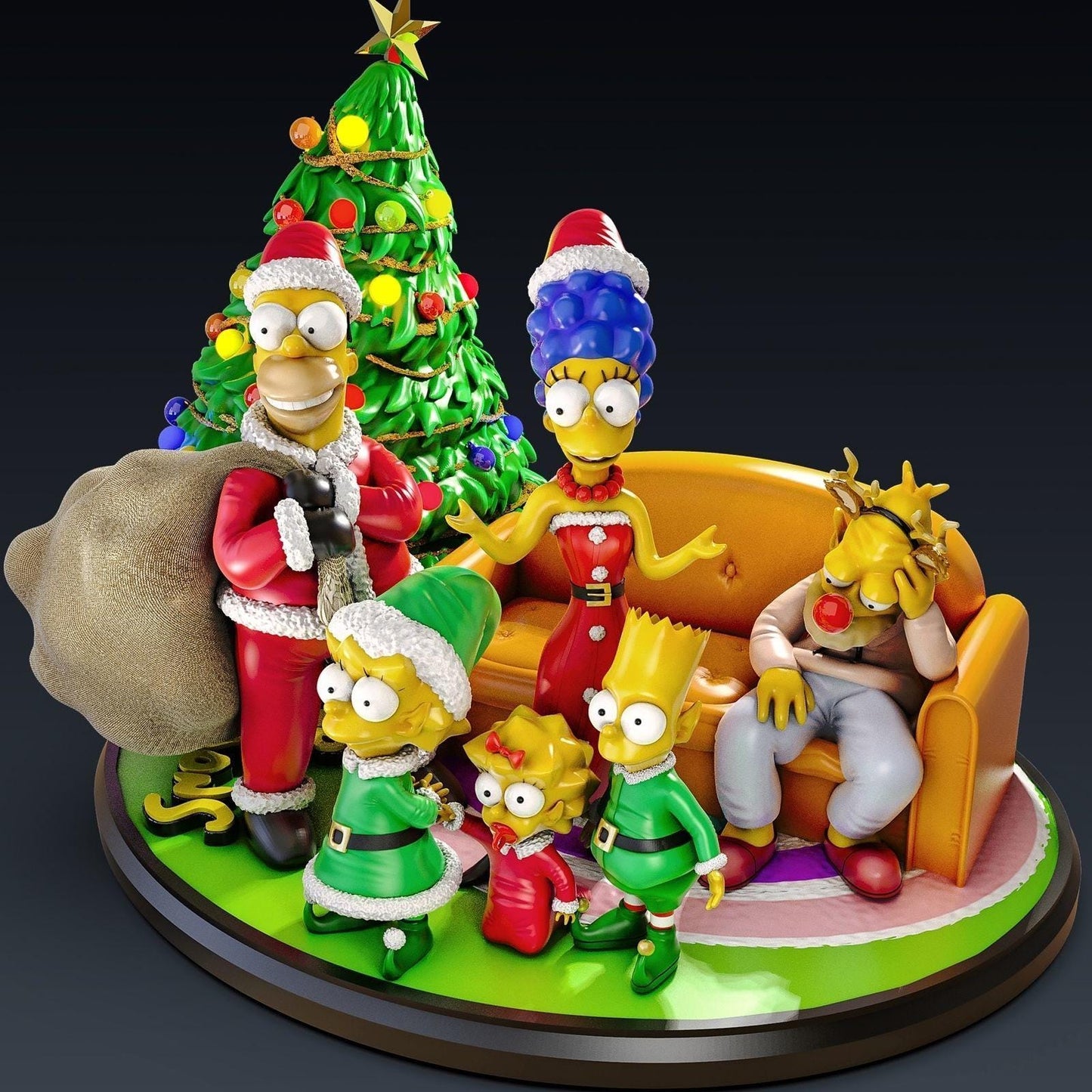 Merry Christmas – The Simpsons-Inspired 3D Printed Collectible Figurine for Holiday Display & Fan Collections