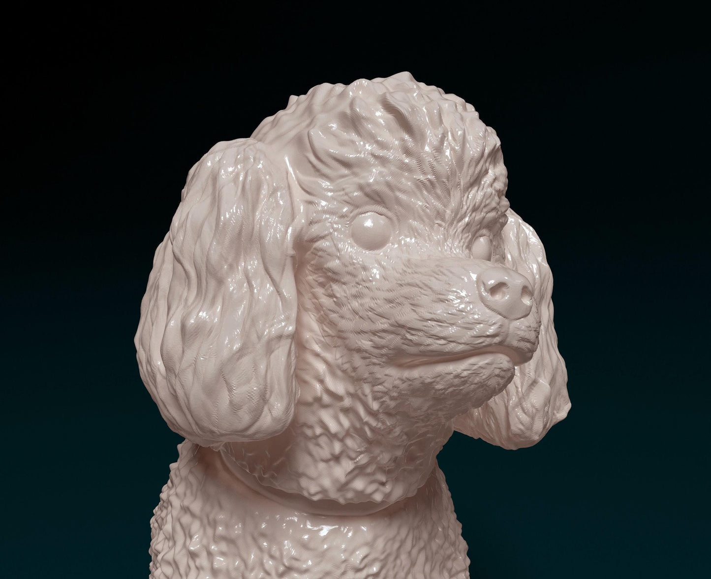 3D Printed Toy Poodle sitting Dog Figurine -