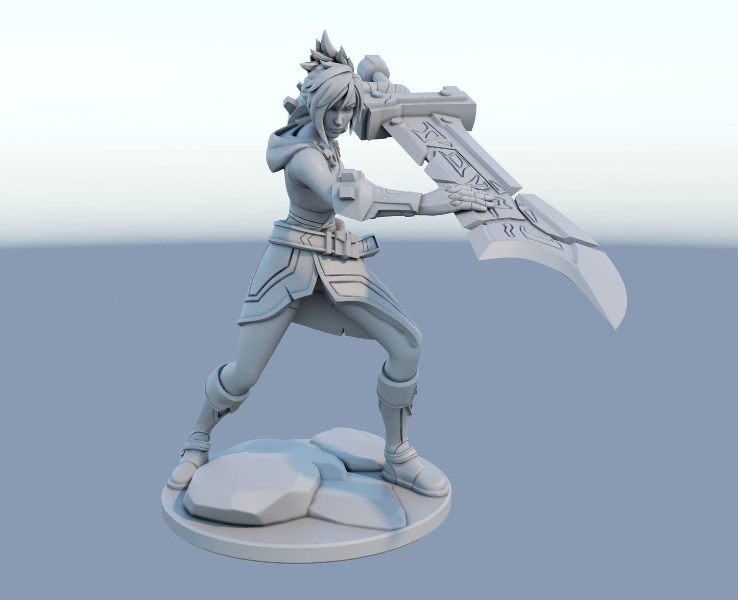 League of Legends Riven Figure | 3D Printed The Exile Model | Gaming Desk Decor | Gamer Gift| Collectible Statue| Unpainted for DIY Painting