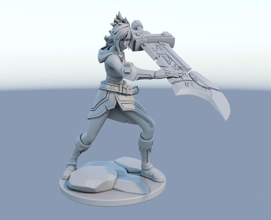 League of Legends Riven Figure | 3D Printed The Exile Model | Gaming Desk Decor | Gamer Gift| Collectible Statue| Unpainted for DIY Painting