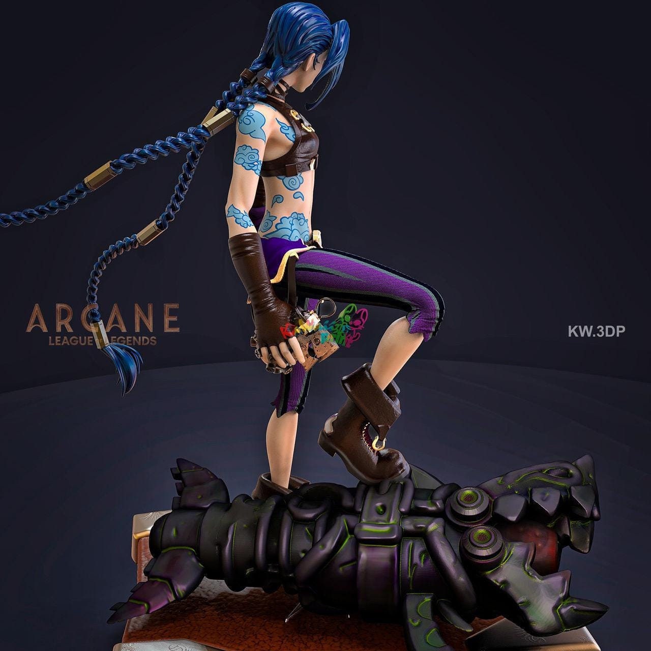 Jinx Figure | Arcane League of Legends | 3D Printed Model | Multiple Sizes | Unpainted Collectible | Gamer Gift | Fan Art Statue