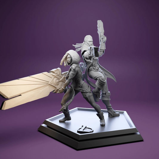 League of Legends  Lucian and Senna Figurine -  3D Printed Collectible for Your Gaming Heaven