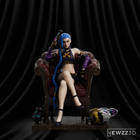 Jinx Arcane Custom 3D Printed Unpainted – Arcane Fan Art Figurine – League of Legends Inspired Model – 15cm to 25cm – Free Shipping + Gift