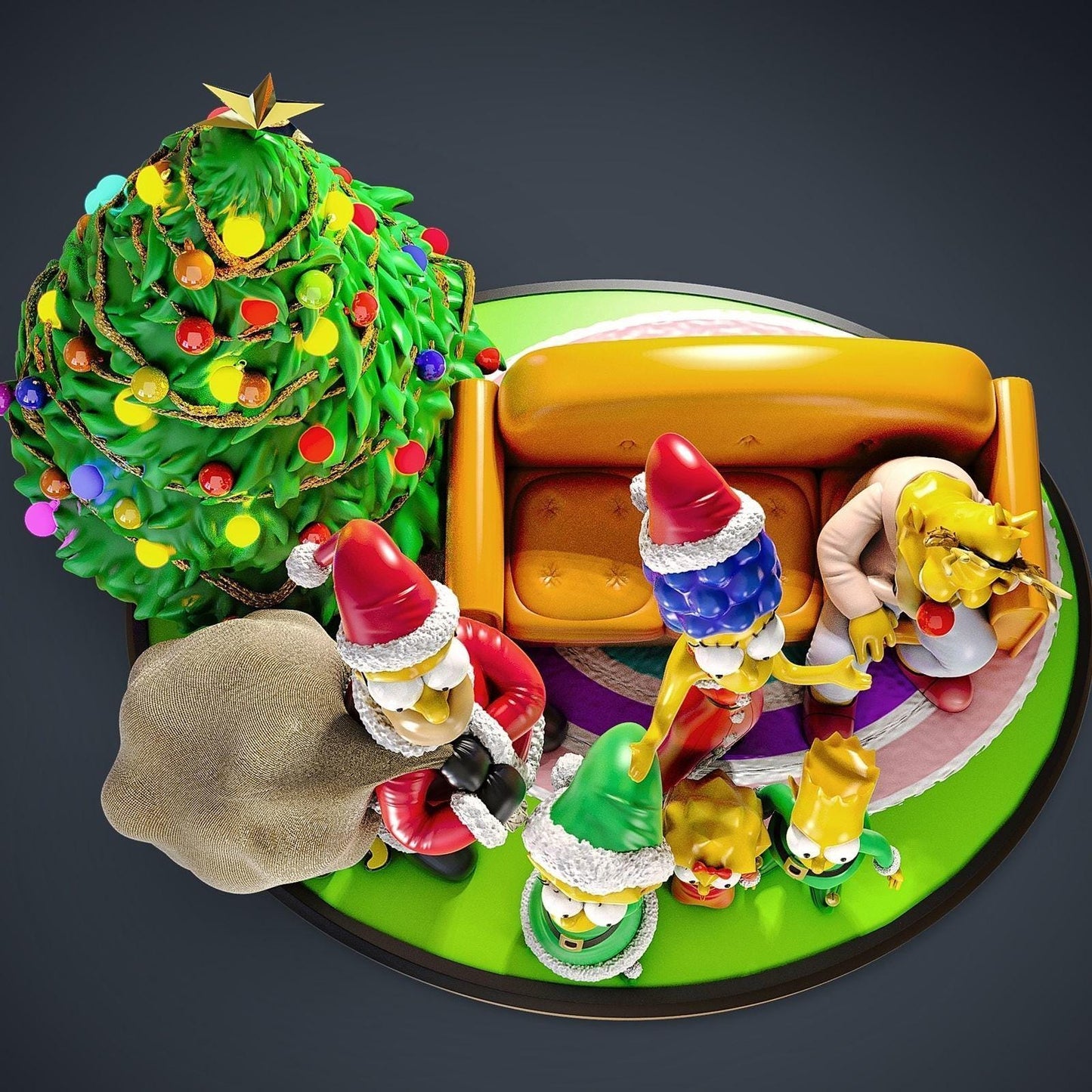 Merry Christmas – The Simpsons-Inspired 3D Printed Collectible Figurine for Holiday Display & Fan Collections