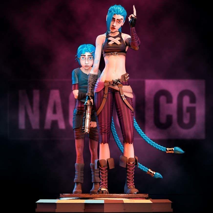 Jinx and Powder Fan Art 3D Print | Arcane Sisters Statue | League of Legends Collectible Figurine | Gamer Gift | Free Shipping