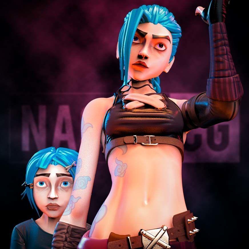 Jinx and Powder Fan Art 3D Print | Arcane Sisters Statue | League of Legends Collectible Figurine | Gamer Gift | Free Shipping