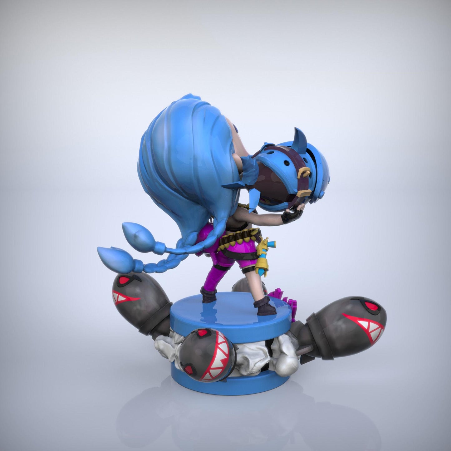 Chibi Jinx 3D Printed Figurine – Unpainted League of Legends TFT Fan Art – Cute Gamer Gift – 15cm to 25cm – Free Shipping + Gift