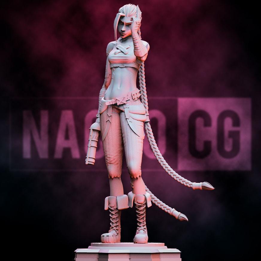 Fan Art Jinx 3D Printed Figurine – Arcane Fan Art Statue – League of Legends Model – Gamer Gift – 15cm to 25cm – Free Shipping + Gift