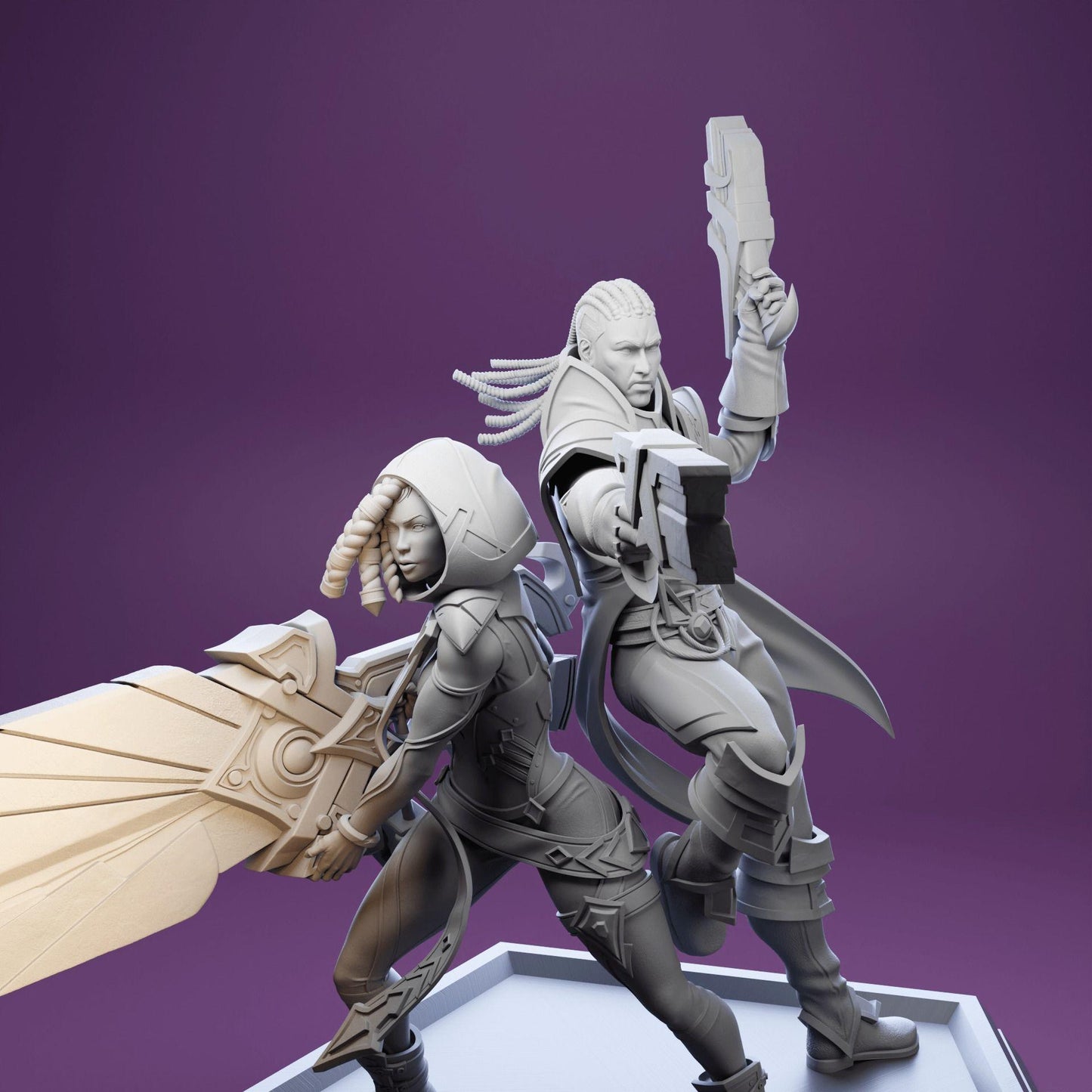 League of Legends  Lucian and Senna Figurine -  3D Printed Collectible for Your Gaming Heaven