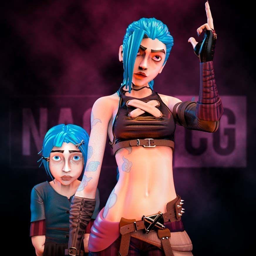 Jinx and Powder Fan Art 3D Print | Arcane Sisters Statue | League of Legends Collectible Figurine | Gamer Gift | Free Shipping