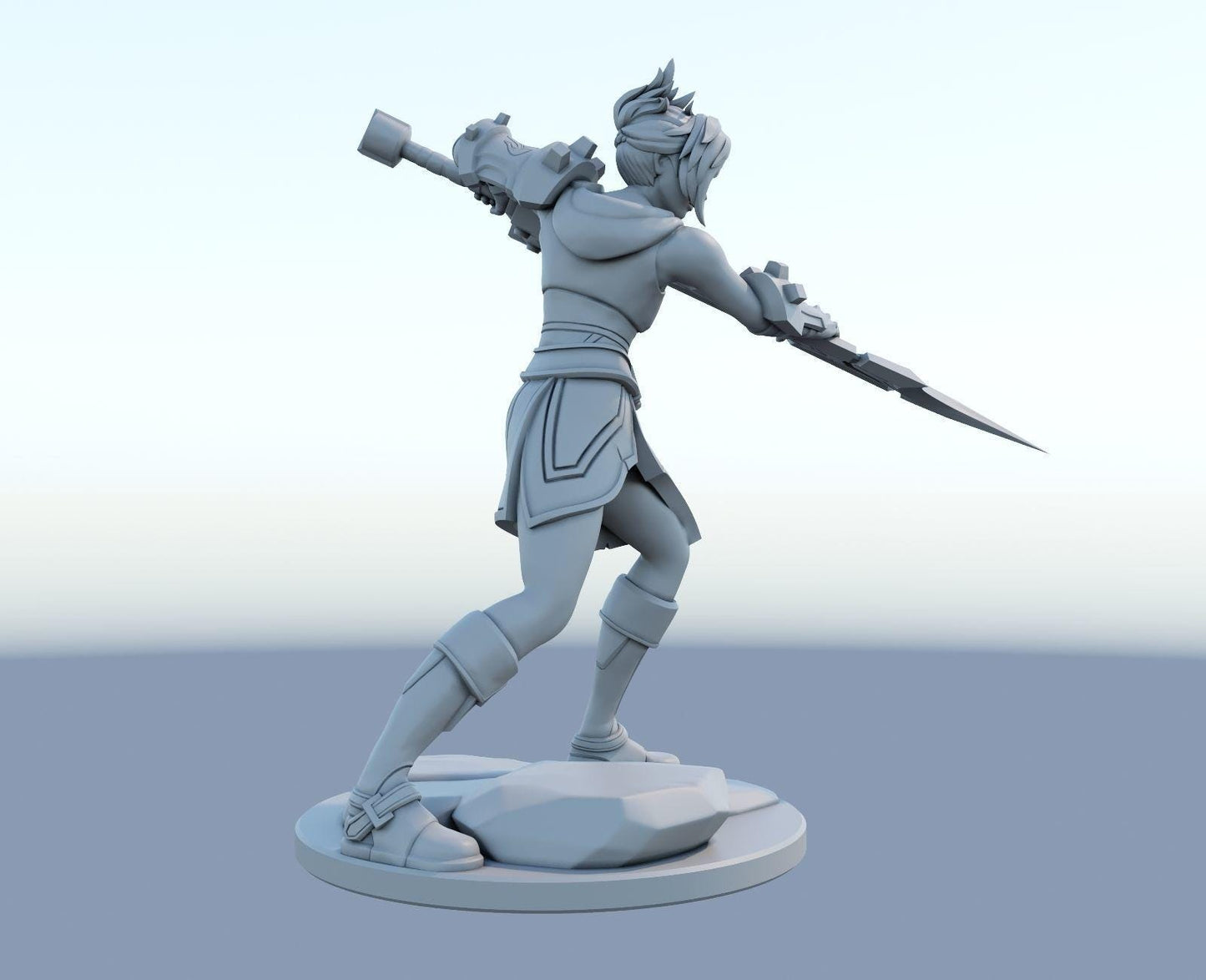 League of Legends Riven Figure | 3D Printed The Exile Model | Gaming Desk Decor | Gamer Gift| Collectible Statue| Unpainted for DIY Painting
