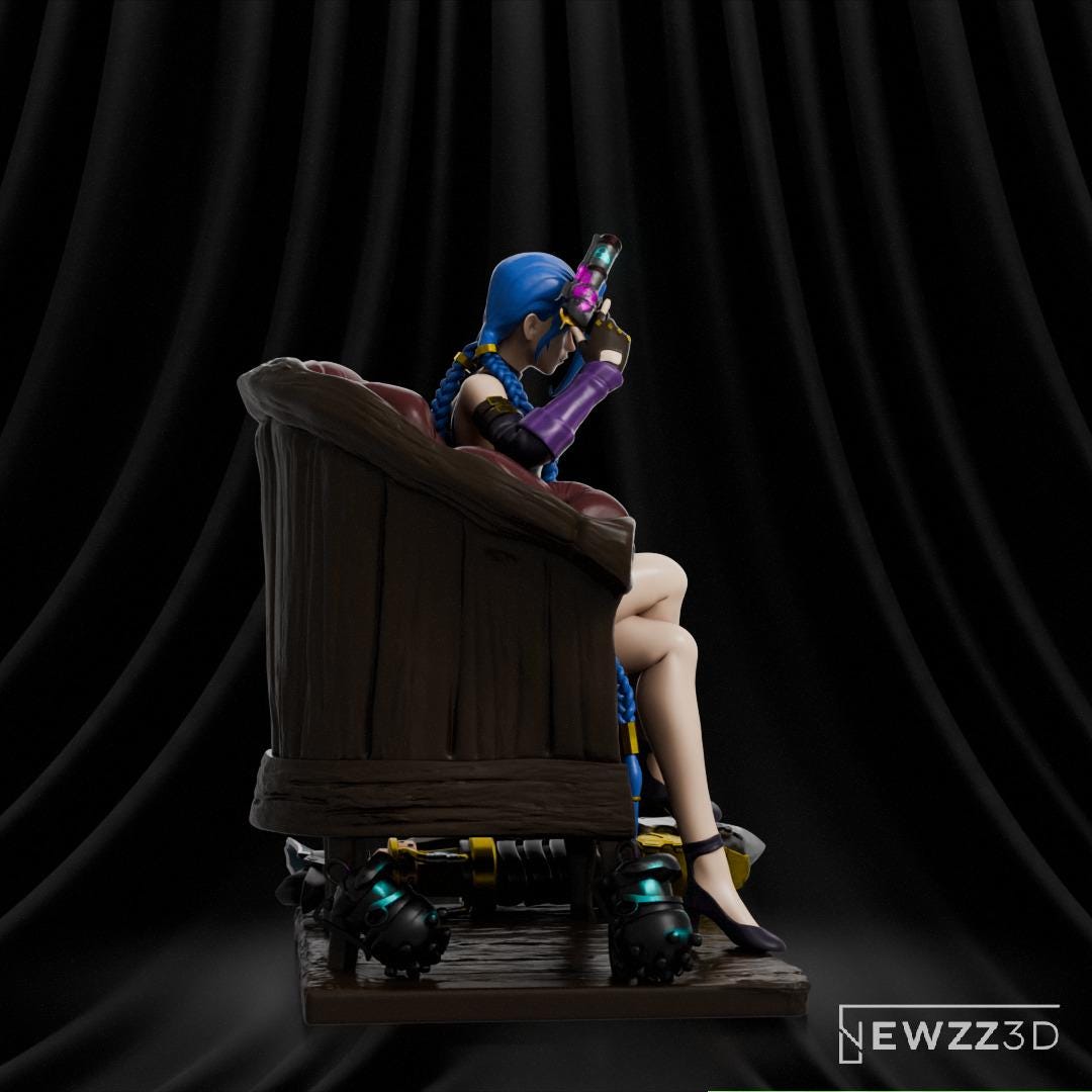 Jinx Arcane Custom 3D Printed Unpainted – Arcane Fan Art Figurine – League of Legends Inspired Model – 15cm to 25cm – Free Shipping + Gift
