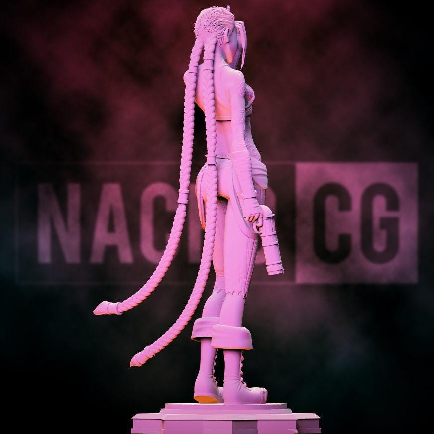 Fan Art Jinx 3D Printed Figurine – Arcane Fan Art Statue – League of Legends Model – Gamer Gift – 15cm to 25cm – Free Shipping + Gift