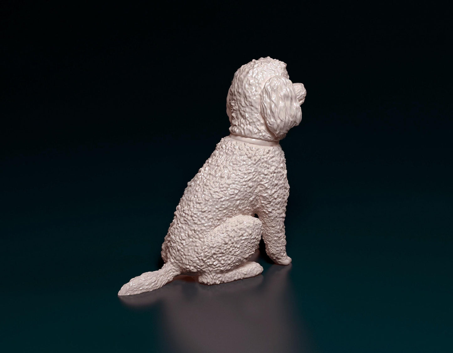 3D Printed Toy Poodle sitting Dog Figurine -