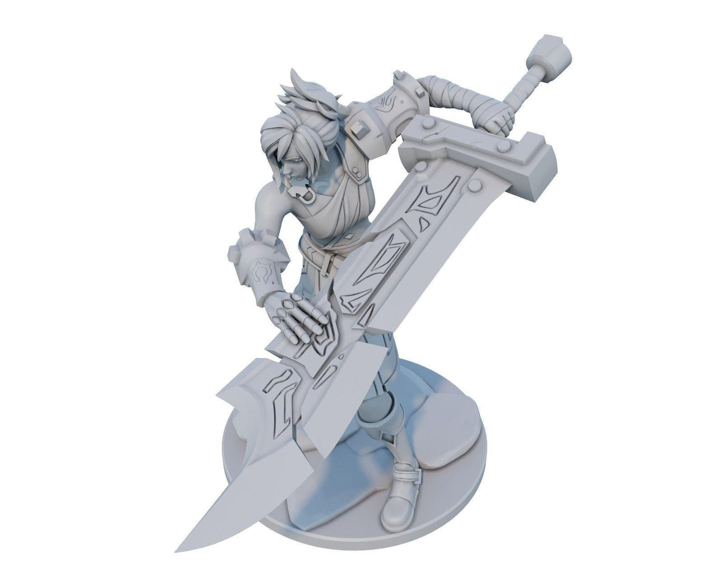 League of Legends Riven Figure | 3D Printed The Exile Model | Gaming Desk Decor | Gamer Gift| Collectible Statue| Unpainted for DIY Painting