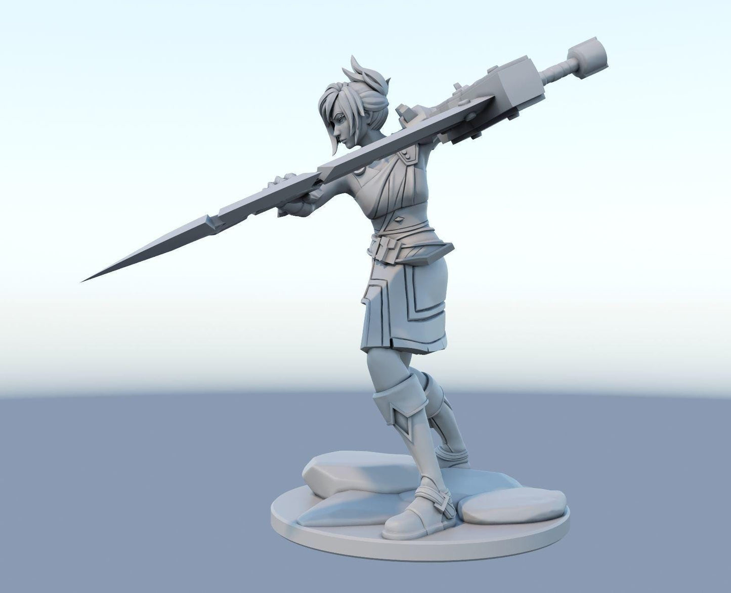 League of Legends Riven Figure | 3D Printed The Exile Model | Gaming Desk Decor | Gamer Gift| Collectible Statue| Unpainted for DIY Painting